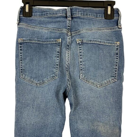 We The Free People Womens Skinny Mid Rise Distressed Destroyed Blue Jeans sz 26 - Picture 12 of 16